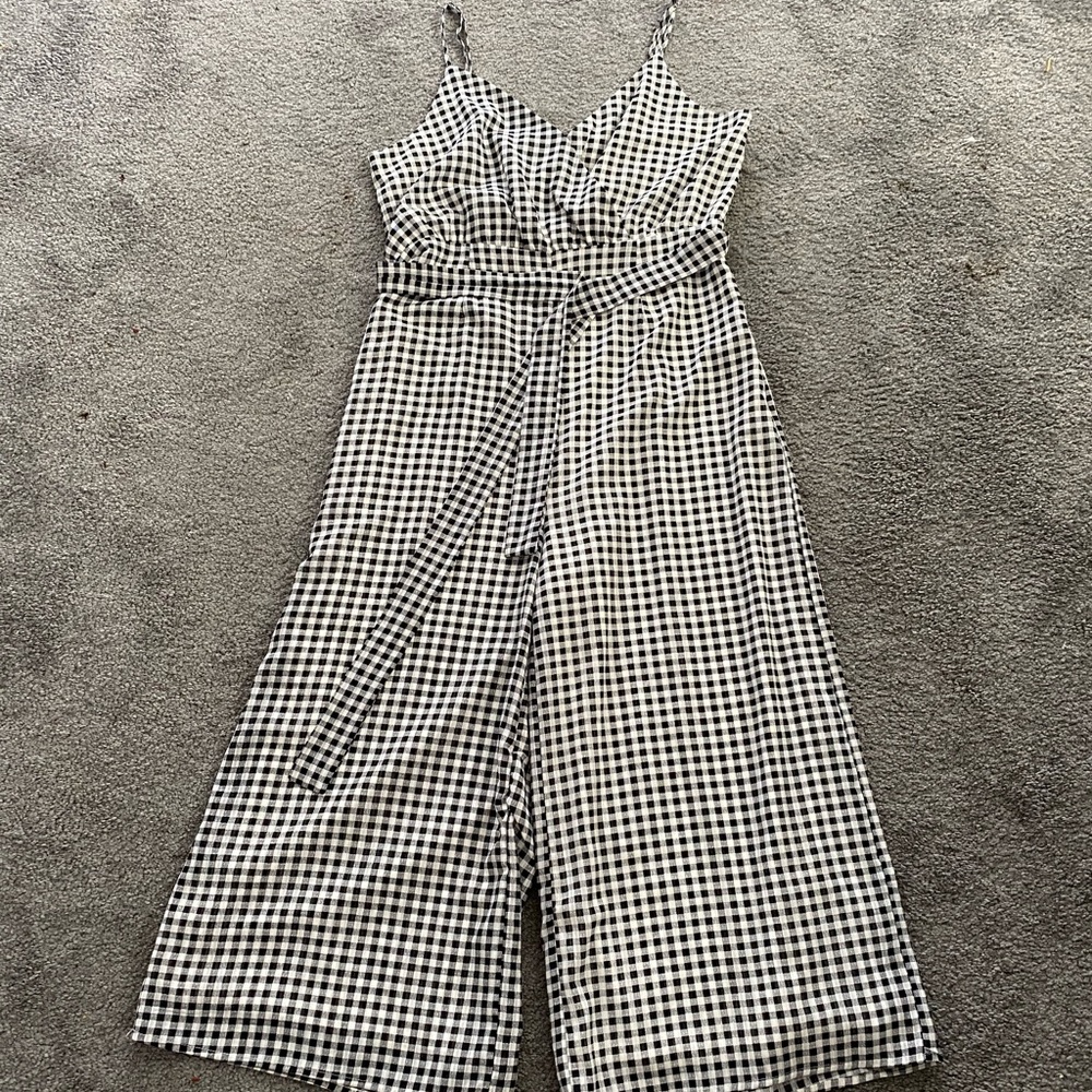 AKIRA Plaid Wide Leg Cropped Jumpsuit